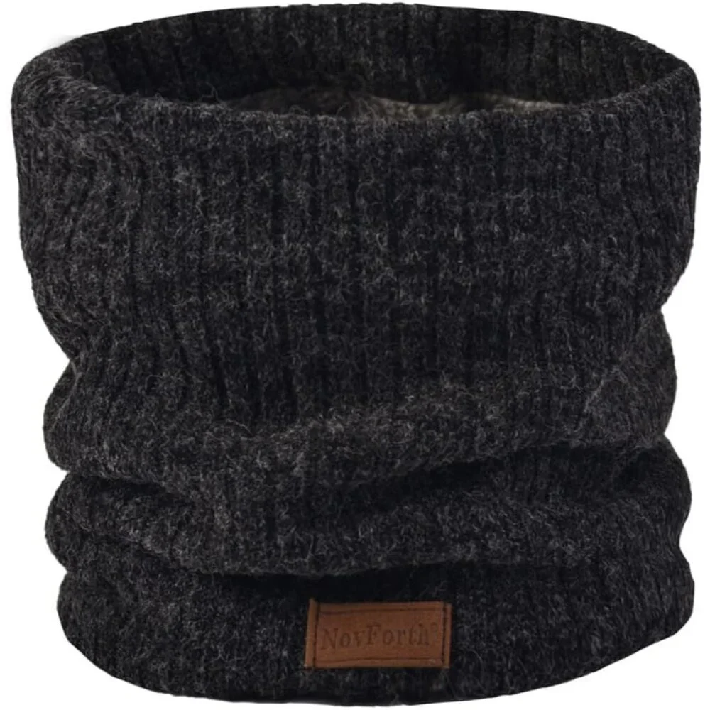 Men's Dark Grey Winter Ski Neck Gaiter Face Scarf Fleece Lined Windproof Scarves